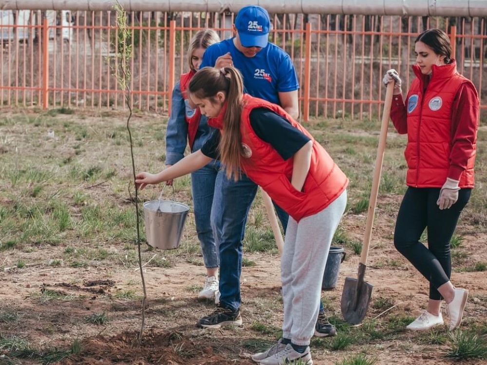 25 деревьев высадили студенты Астраханского госуниверситета в городском парке